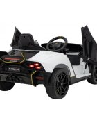 Lamborghini Masinuta electrica pentru copii Invencible alb 140W cu telecomanda sunete lumini panou audio scaun piele si roti din spuma Eva
