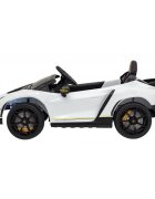 Lamborghini Masinuta electrica pentru copii Invencible alb 140W cu telecomanda sunete lumini panou audio scaun piele si roti din spuma Eva