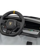 Lamborghini Masinuta electrica pentru copii Invencible alb 140W cu telecomanda sunete lumini panou audio scaun piele si roti din spuma Eva