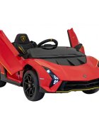 Lamborghini Masinuta electrica pentru copii Invencible rosu 140W cu telecomanda sunete lumini panou audio scaun piele si roti din spuma Eva