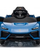 Lamborghini Masinuta electrica pentru copii Lanzador Blue cu licentatelecomanda 2.4Gmotoare 2x35wacumulator 12V4.5Ahdeschidere usisistem trollerlumini ledslow startcentura siguranta in 3 puncte