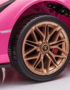 Lamborghini Masinuta electrica pentru copii Nichiduta Sian roz 70W cu scaun din piele slow start faruri si lumini led unitate audio cu display si mufa Mp3 si Usb
