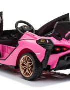 Lamborghini Masinuta electrica pentru copii Nichiduta Sian roz 70W cu scaun din piele slow start faruri si lumini led unitate audio cu display si mufa Mp3 si Usb