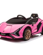Lamborghini Masinuta electrica pentru copii Nichiduta Sian roz 70W cu scaun din piele slow start faruri si lumini led unitate audio cu display si mufa Mp3 si Usb