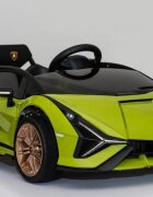 Lamborghini Masinuta electrica pentru copii Nichiduta Sian verde 70W cu scaun din piele slow start faruri si lumini led unitate audio cu display si mufa Mp3 si Usb