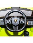 Lamborghini Masinuta electrica pentru copii Nichiduta Sian verde 70W cu scaun din piele slow start faruri si lumini led unitate audio cu display si mufa Mp3 si Usb