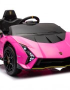 Lamborghini Masinuta electrica pentru copii Pink 70W cu echipare Premium si licentaRoti din spuma EvaDeschidere usi Lambo doorLumini LEDScaun pieleSuspensiiSlow StartTelecomanda 24GCentura sigurantaPornire la buton