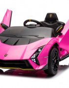 Lamborghini Masinuta electrica pentru copii Pink 70W cu echipare Premium si licentaRoti din spuma EvaDeschidere usi Lambo doorLumini LEDScaun pieleSuspensiiSlow StartTelecomanda 24GCentura sigurantaPornire la buton