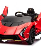 Lamborghini Masinuta electrica pentru copii Red 70W cu echipare Premium si licentaRoti din spuma EvaDeschidere usi Lambo doorLumini LEDScaun pieleSuspensiiSlow StartTelecomanda 24GCentura sigurantaPornire la buton