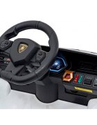 Lamborghini Masinuta electrica pentru copii Sian alb 106W cu telecomanda sunete suspensii panou audio scaun piele si roti din spuma Eva