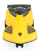 Lamborghini PlasmaCar fara pedale Yellow cu muzica si roti luminoase potrivita copiilor de la 3 ani greutate maxima suportata 110kg spatiu de depozitare sub scaun