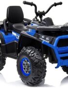 LeanToys Atv electric pentru copii Blue XMX607 cu acumulator pornire la cheie tractiune 4x4 2 viteze roti din EVA lumini LED MP3 maxim 50 kg dimensiune 111 x 65 x 74 cm