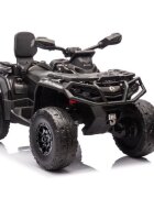 LeanToys Atv electric pentru copii Can Am Outlander black 4 motoare x 200W scaun cu piele ecologica roti eva lumini led panou multimedia usb sd mp3 si bluetooth