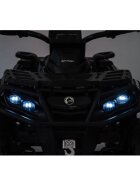 LeanToys Atv electric pentru copii Can Am Outlander black 4 motoare x 200W scaun cu piele ecologica roti eva lumini led panou multimedia usb sd mp3 si bluetooth