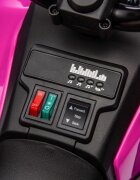 LeanToys Atv electric pentru copii GTS1155 Pink cu motor de 35W baterie 6V4.5Ah viteza maxima 1.5-2 kmh cu faruri luminoase roti din EVA panou muzical integrat Frana automata la eliberarea pedalei de acceleratie