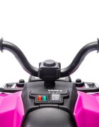 LeanToys Atv electric pentru copii GTS1155 Pink cu motor de 35W baterie 6V4.5Ah viteza maxima 1.5-2 kmh cu faruri luminoase roti din EVA panou muzical integrat Frana automata la eliberarea pedalei de acceleratie