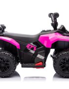 LeanToys Atv electric pentru copii GTS1155 Pink cu motor de 35W baterie 6V4.5Ah viteza maxima 1.5-2 kmh cu faruri luminoase roti din EVA panou muzical integrat Frana automata la eliberarea pedalei de acceleratie