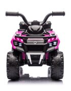 LeanToys Atv electric pentru copii GTS1155 Pink cu motor de 35W baterie 6V4.5Ah viteza maxima 1.5-2 kmh cu faruri luminoase roti din EVA panou muzical integrat Frana automata la eliberarea pedalei de acceleratie