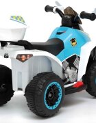 LeanToys Atv electric pentru copii Police Quad GTS1188-A White motor puternic de 45W baterie de 6V4.5Ah cu 2 viteze intuitive viteza maxima 3 kmh faruri luminoase scaun ergonomic dimensiune 78.5 x 40.5 x 46 cm