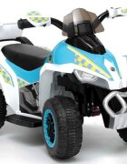 LeanToys Atv electric pentru copii Police Quad GTS1188-A White motor puternic de 45W baterie de 6V4.5Ah cu 2 viteze intuitive viteza maxima 3 kmh faruri luminoase scaun ergonomic dimensiune 78.5 x 40.5 x 46 cm