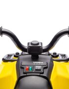 LeanToys Atv electric pentru copii yellow 35W viteza 1.5-2 kmh faruri frontale led cu sunete si lumini roti late din eva suport picioruse