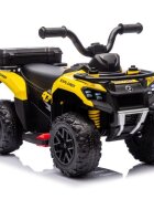 LeanToys Atv electric pentru copii yellow 35W viteza 1.5-2 kmh faruri frontale led cu sunete si lumini roti late din eva suport picioruse