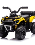 LeanToys Atv electric pentru copii yellow 35W viteza 1.5-2 kmh faruri frontale led cu sunete si lumini roti late din eva suport picioruse