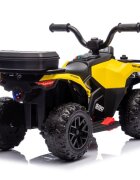 LeanToys Atv electric pentru copii yellow 35W viteza 1.5-2 kmh faruri frontale led cu sunete si lumini roti late din eva suport picioruse