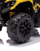 LeanToys Atv electric pentru copii yellow 35W viteza 1.5-2 kmh faruri frontale led cu sunete si lumini roti late din eva suport picioruse