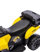 LeanToys Atv electric pentru copii yellow 35W viteza 1.5-2 kmh faruri frontale led cu sunete si lumini roti late din eva suport picioruse