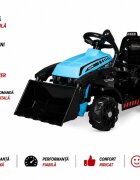 LeanToys Buldozer electric pentru copii 6V cupa mobila lumini si sunete frana automata 87x42x44 cm Blue