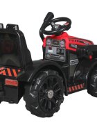 LeanToys Buldozer electric pentru copii 6V cupa mobila lumini si sunete frana automata 87x42x44 cm Red