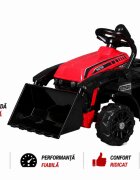 LeanToys Buldozer electric pentru copii 6V cupa mobila lumini si sunete frana automata 87x42x44 cm Red