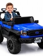 LeanToys Masinuta electrica pentru copii 22F Blue baterie 12V 10Ah tractiune integrala 4 motoare x 45W telecomanda 2.4G roti EVA scaun piele bluetooth USB card microSD si MP3 faruri LED 131 x 84 x 88 cm