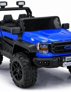 LeanToys Masinuta electrica pentru copii 22F Blue baterie 12V 10Ah tractiune integrala 4 motoare x 45W telecomanda 2.4G roti EVA scaun piele bluetooth USB card microSD si MP3 faruri LED 131 x 84 x 88 cm