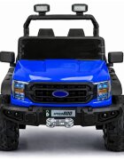 LeanToys Masinuta electrica pentru copii 22F Blue baterie 12V 10Ah tractiune integrala 4 motoare x 45W telecomanda 2.4G roti EVA scaun piele bluetooth USB card microSD si MP3 faruri LED 131 x 84 x 88 cm