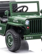 LeanToys Masinuta electrica pentru copii Military Jeep JH-103 Green cu 4 motoare de 45W baterie 12V7Ah faruri LED roti EVA telecomanda 2.4G design autentic panou multimedia USB Bluetooth dimensiune 110 x 60 x 58 cm