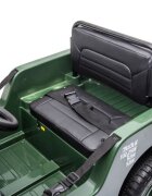 LeanToys Masinuta electrica pentru copii Military Jeep JH-103 Green cu 4 motoare de 45W baterie 12V7Ah faruri LED roti EVA telecomanda 2.4G design autentic panou multimedia USB Bluetooth dimensiune 110 x 60 x 58 cm