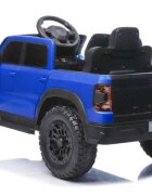 LeanToys Masinuta electrica pentru copii P4 Blue acumulator 12V7Ah tractiune integrala 4 x 45W roti EVA scaun piele lumini LED MP3 dimensiune 119 x 68 x 58 cm