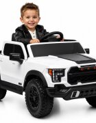 LeanToys Masinuta electrica pentru copii P4 White acumulator 12V7Ah tractiune integrala 4 x 45W roti EVA scaun piele lumini LED MP3 dimensiune 119 x 68 x 58 cm