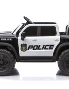 LeanToys Masinuta electrica pentru copii Police P5 4 motoare de 45W acumulator 12V7Ah telecomanda 2.4G scaun din piele roti EVA lumini LED frontale bluetooth USB card micro SD intrare MP3
