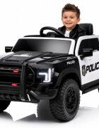 LeanToys Masinuta electrica pentru copii Police P5 4 motoare de 45W acumulator 12V7Ah telecomanda 2.4G scaun din piele roti EVA lumini LED frontale bluetooth USB card micro SD intrare MP3