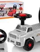LeanToys Masinuta pentru copii fara pedale Starlight Grey spatar cu posibilitatea de impingere claxon de la 18 luni
