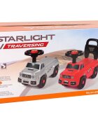 LeanToys Masinuta pentru copii fara pedale Starlight Grey spatar cu posibilitatea de impingere claxon de la 18 luni