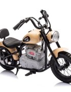 LeanToys Motocicleta electrica pentru copii A9902 Kaki cu pornire la cheie si motor 350W baterie 36V frana cu discuri pe spate si frana de mana faruri functionale viteza maxima 5-7 kmh dimensiune 112 x 54 x 72 cm