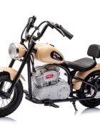 LeanToys Motocicleta electrica pentru copii A9902 Kaki cu pornire la cheie si motor 350W baterie 36V frana cu discuri pe spate si frana de mana faruri functionale viteza maxima 5-7 kmh dimensiune 112 x 54 x 72 cm