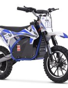 LeanToys Motocicleta electrica pentru copii cu acumulator 36V si motor 800W cu scaun piele si frana pe disc Blue