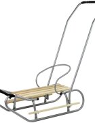 LeanToys Sanie metalica cu spatar si maner de impingere Silver