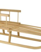 LeanToys Sanie traditionala din lemn cu spatar si sfoara de tras