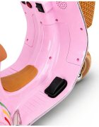 LeanToys Scooter electric pentru copii Vespa XW-03 Pink design Retro autentic si elegant scaun piele motor 2 x 35W acumulator 12V 4.5Ah faruri LED panou audio integrat cu USB MP3 83 x 40 x 62 cm